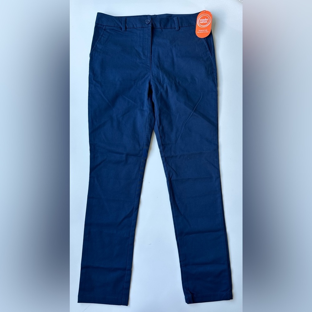 NWT Wonder Nation Blue Mid Rise Skinny Uniform School Pants Juniors Size 7
